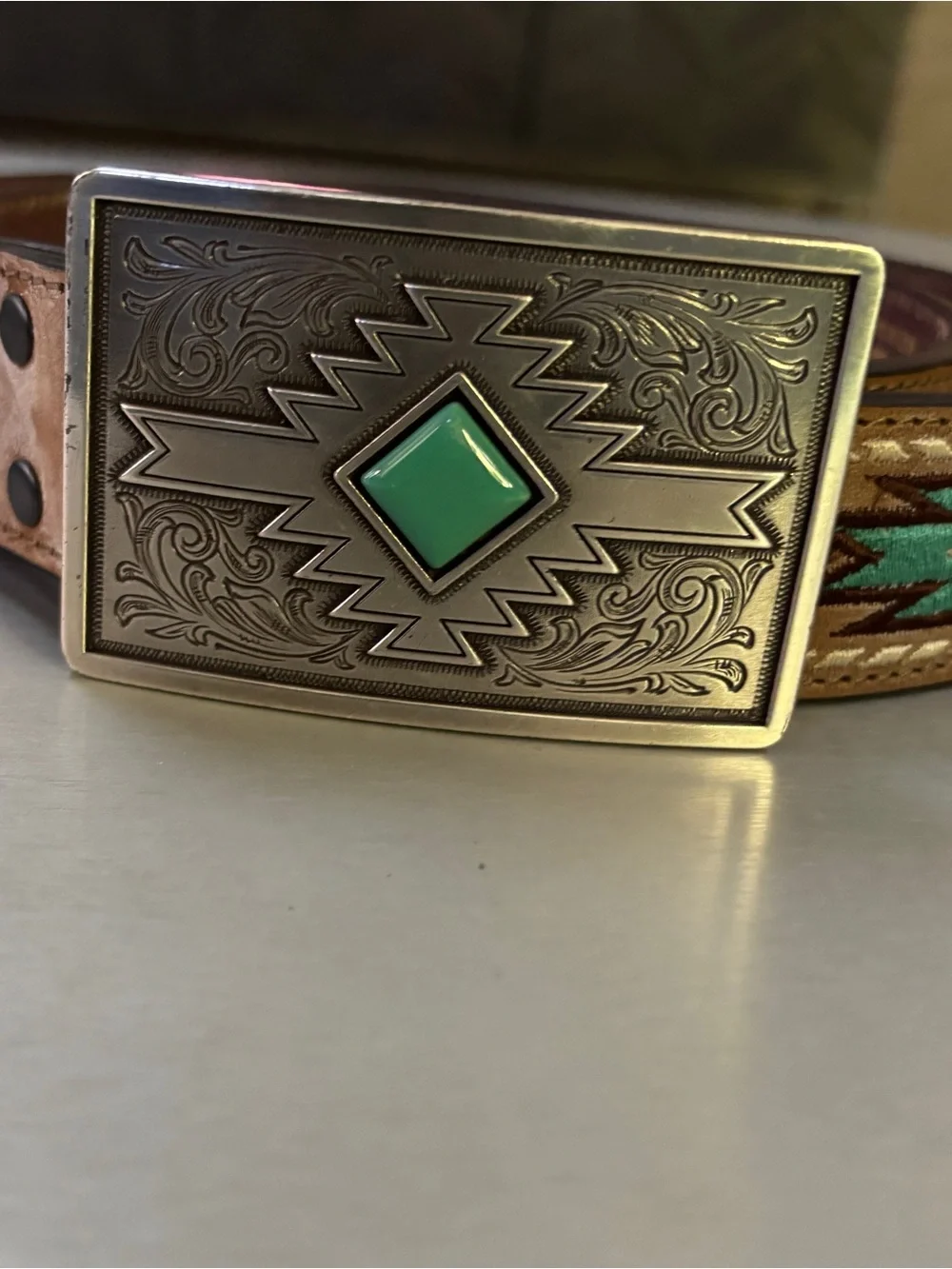 Ariat Brown Genuine Leather Belt with buckle L